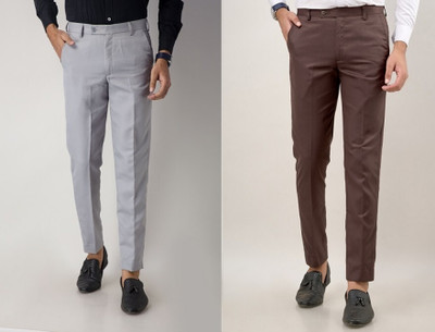 AKAAY Regular Fit Men Grey, Brown Trousers