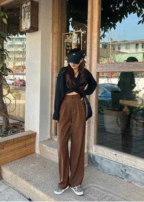 KOTTY Relaxed Women Brown Trousers
