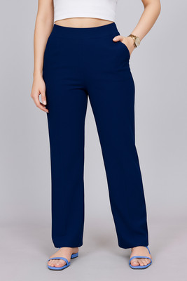 NUCLOTHS Relaxed Women Blue Trousers