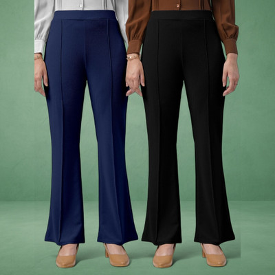 Anitafashion Loose Fit Women Dark Blue, Black Trousers