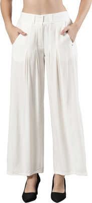 Femmora Flared Women White Trousers
