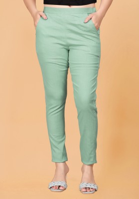 Vorhiza Slim Fit Women Light Green Trousers