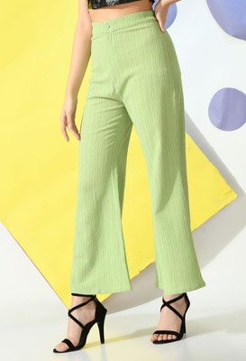 ADRIANA Regular Fit Women Light Green Trousers