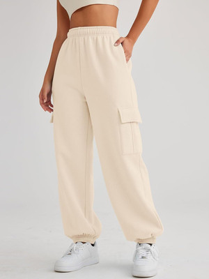 Q-Rious Solid Women Beige Track Pants