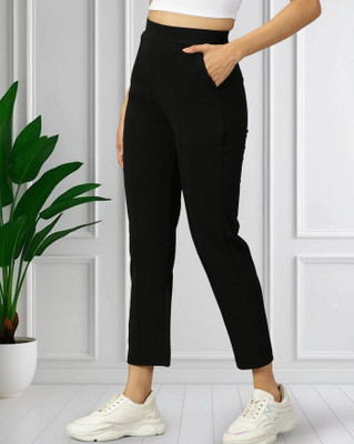 AOOSH Skinny Fit Women Black Trousers