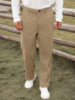 Rajovati Slim Fit Men Cream Trousers