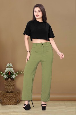 MayraEthnic Regular Fit Women Green Trousers