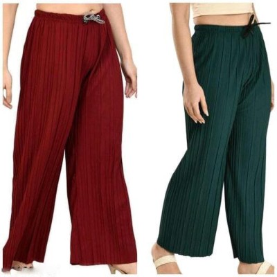 Eminent Enterprise Relaxed Women Green, Maroon Trousers