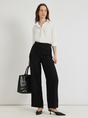 Fable Street Comfort Fit Women Black Trousers