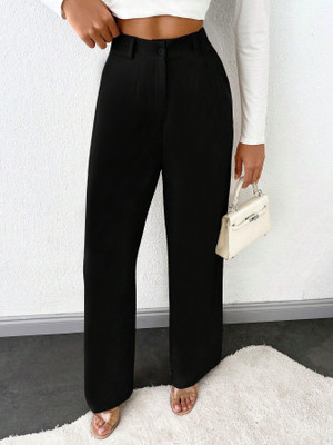 Toochki Straight Fit Women Black Trousers