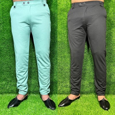 SHARMASONS Regular Fit Men Black, Light Blue Trousers