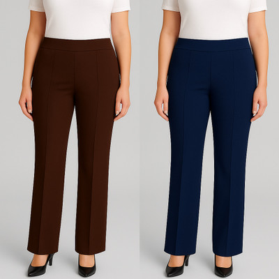 KARIMA INETERNATIONAL Regular Fit Women Brown, Dark Blue Trousers