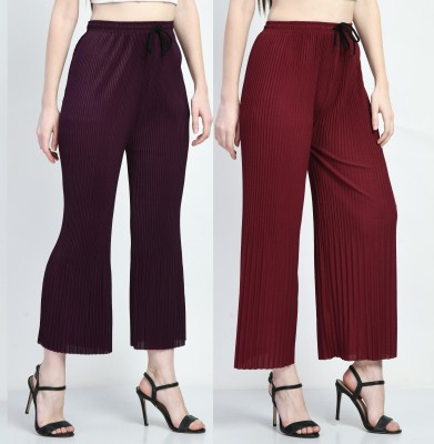 GLADLY Regular Fit Women Maroon, Purple Trousers