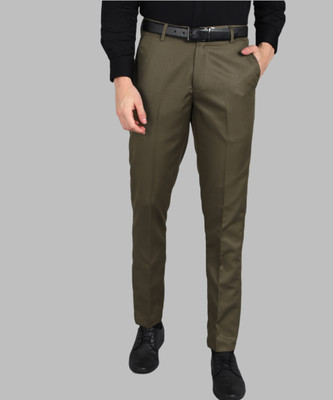 PROVOGUE Slim Fit Men Green Trousers