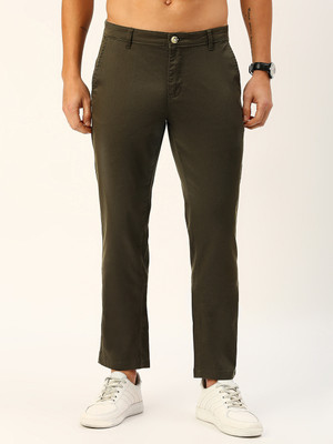 PROVOGUE Slim Fit Men Dark Green Trousers