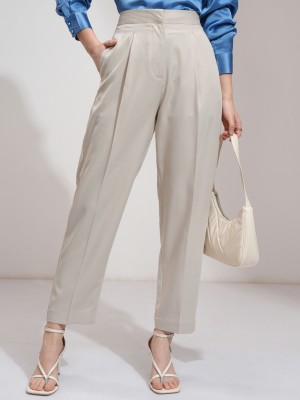 Tokyo Talkies Regular Fit Women Cream Trousers