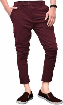 PTC CREATION Regular Fit Men Maroon Trousers