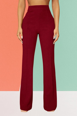 SKD TRENDZ Comfort Fit, Regular Fit Women Maroon Trousers