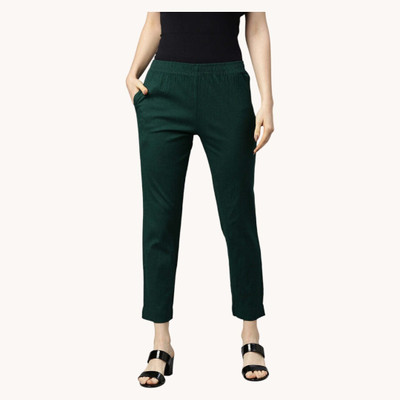 High Glitz Regular Fit Women Green Trousers