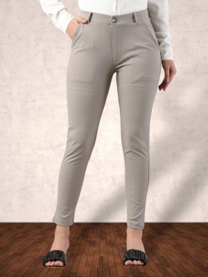 fithub Slim Fit Women Grey Trousers