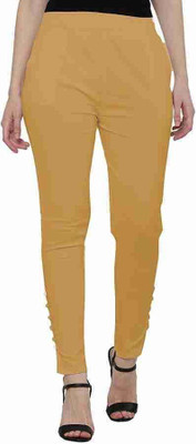 GOODZHUB Slim Fit Women Yellow, Yellow Trousers