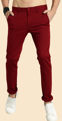 AD & AV Regular Fit Men Maroon Trousers