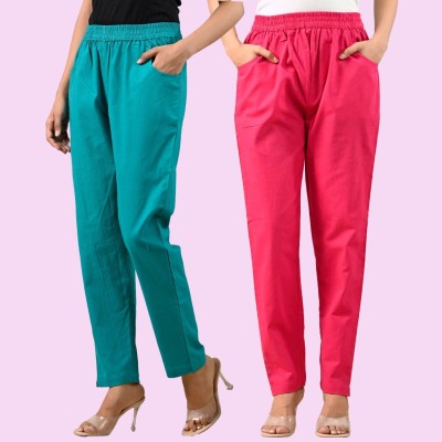 SAAV Regular Fit Women Blue, Pink Trousers