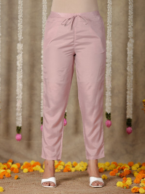 Aramya Comfort Fit Women Pink Trousers