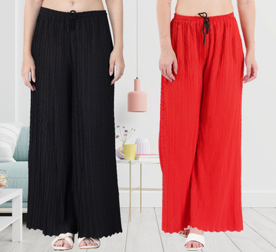 IRHA Regular Fit Women Black, Red Trousers