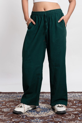 COTLUB Loose Fit Women Green Trousers