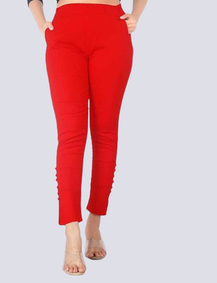 chhak Slim Fit Women Red Trousers