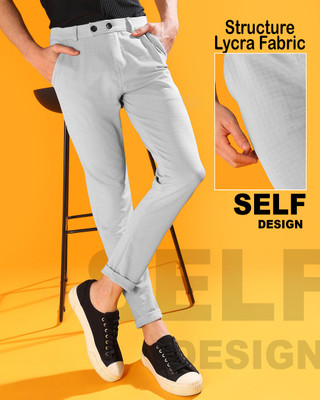 INDICLUB Regular Fit Men Silver Trousers
