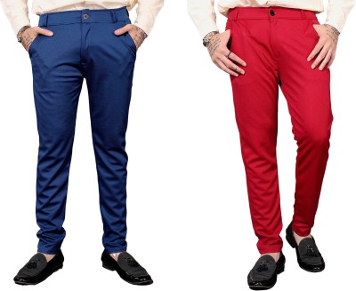 GAUMUKHI CREATION Slim Fit Men Blue, Red Trousers