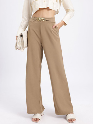 Glitchez Flared Women Black Trousers