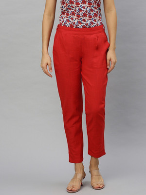 Yash Gallery Regular Fit Women Red Trousers