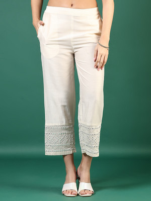 V-MART Regular Fit Women White Trousers