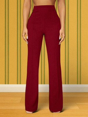 Anitafashion Comfort Fit, Regular Fit Women Maroon Trousers
