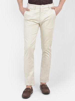CRIMSOUNE CLUB Slim Fit Men Cream Trousers