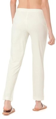 Glownix Slim Fit Women White Trousers