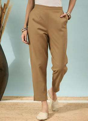 D K W Regular Fit Women Khaki Trousers