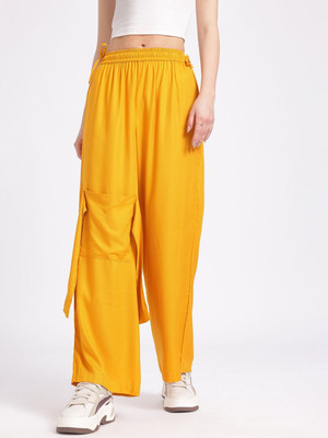Glitchez Flared Women Yellow Trousers