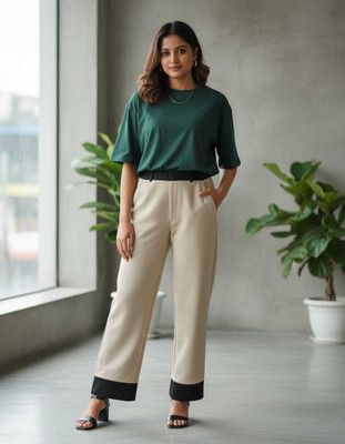 KISURA Regular Fit Women Beige Trousers