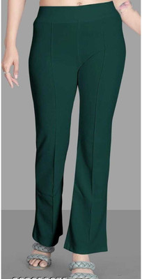 MODERNSSHOP Flared Women Green Trousers