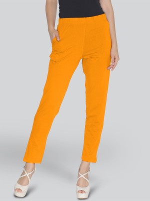 Lyra Slim Fit Women Orange Trousers