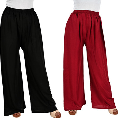 Errish Enterprise Regular Fit Women Black, Maroon Trousers