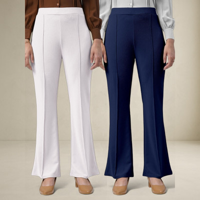 nitafashion Comfort Fit, Regular Fit Women White, Dark Blue Trousers
