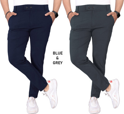K.K Garment Slim Fit Men Blue, Grey Trousers