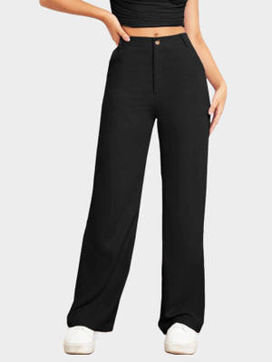 HOC Regular Fit Women Black Trousers