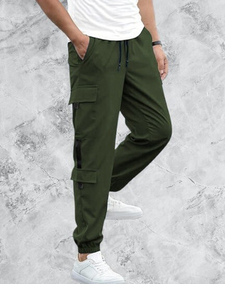 Kesaria Textile Solid Men Green Track Pants