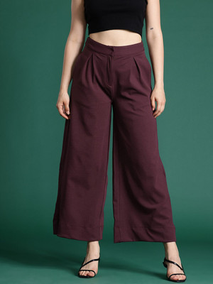 Dressberry Regular Fit Women Purple Trousers